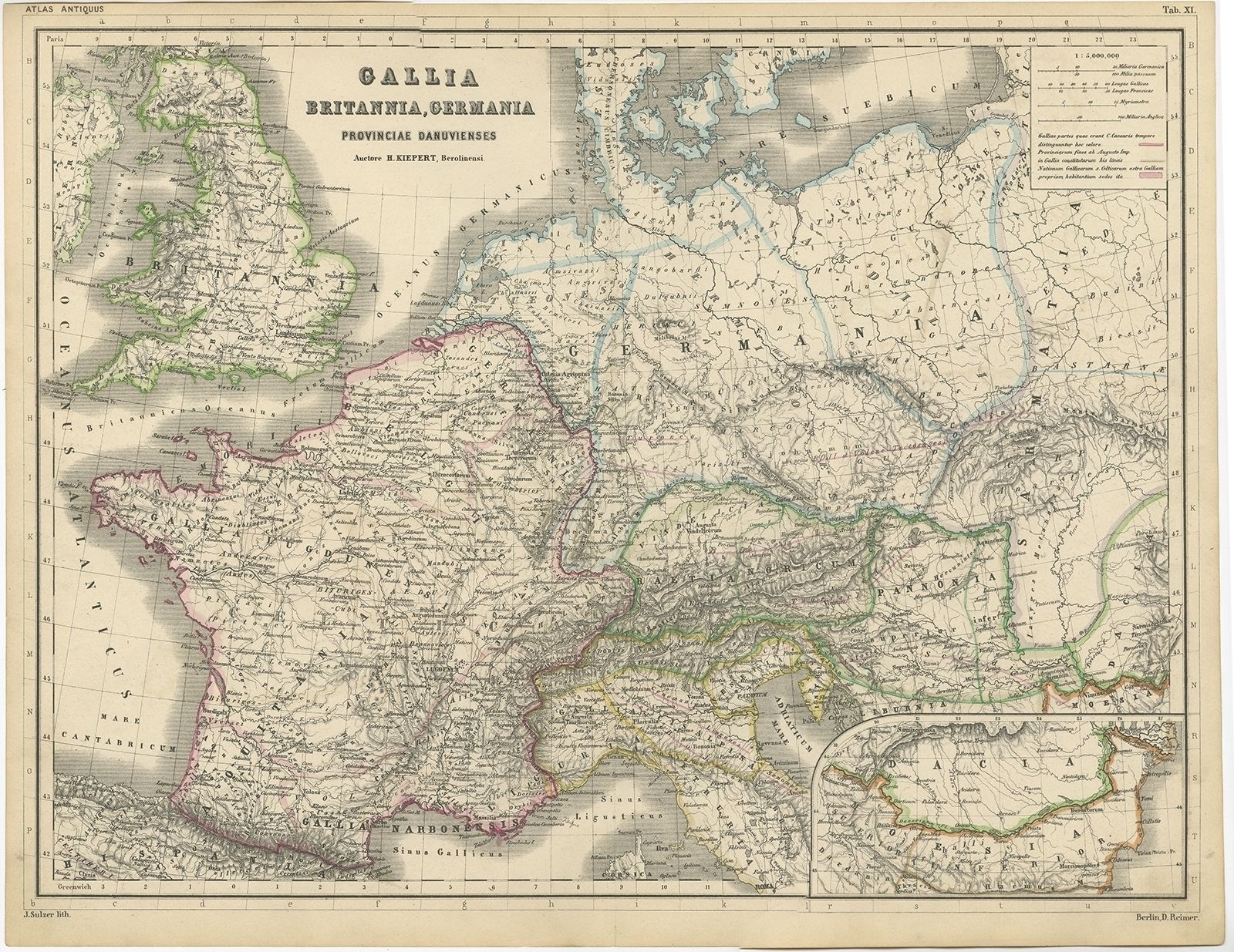 Antique Map Of West Europe By Kiepert (C.1870)
