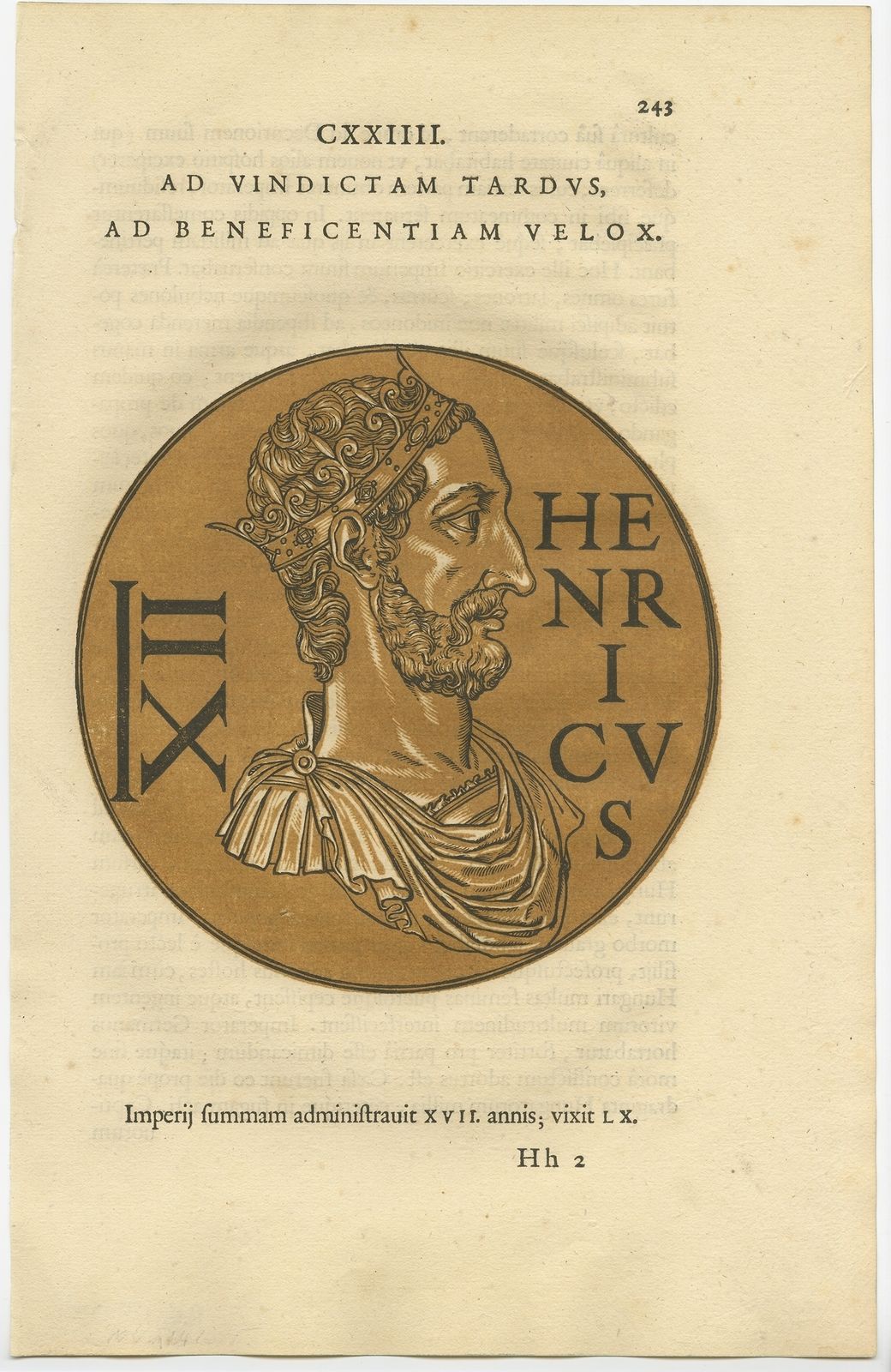 Antique Portrait Of Henry III By Goltzius (1645)