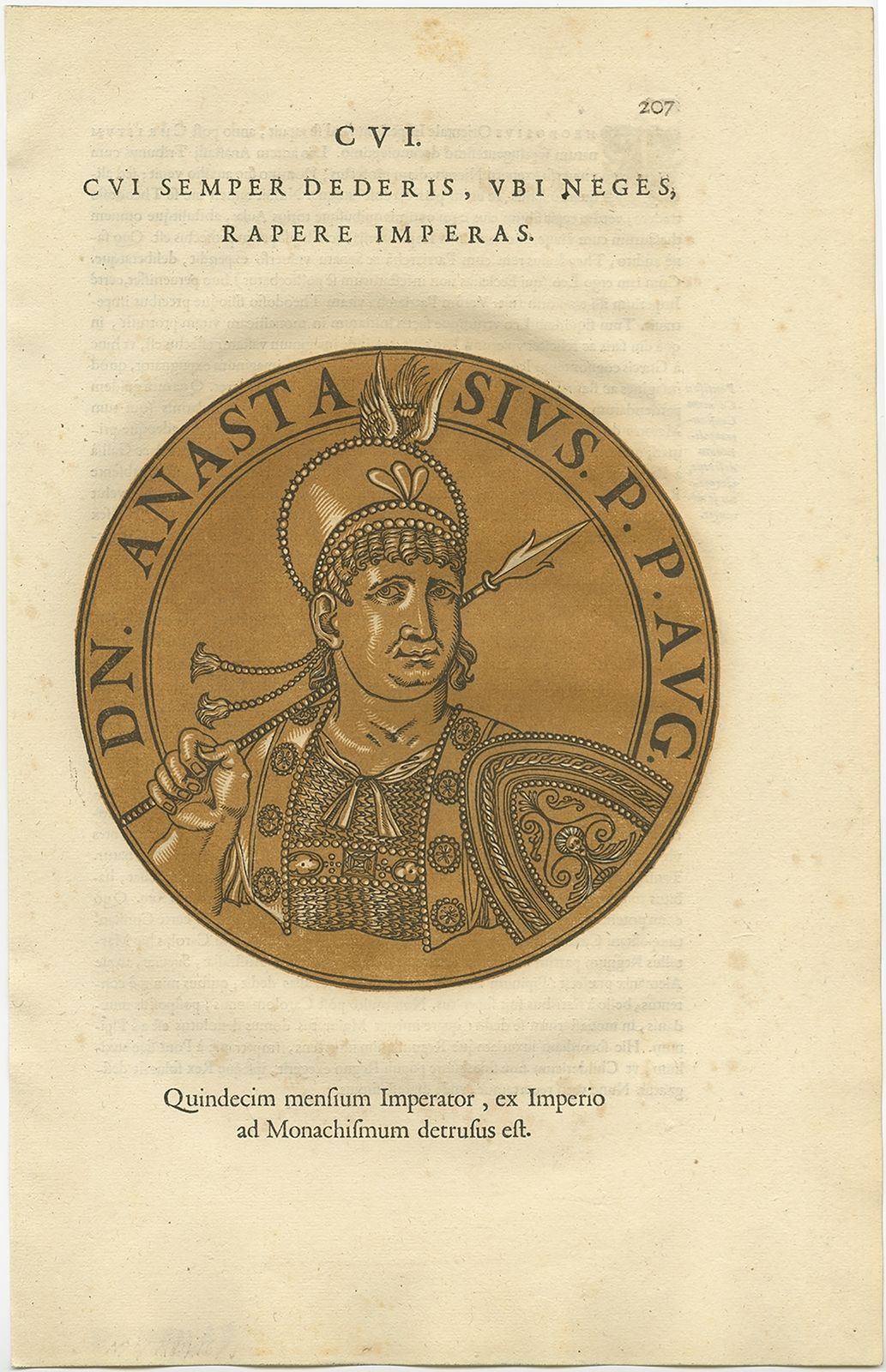 Antique Portrait Of Anastasius I By Goltzius (1645)