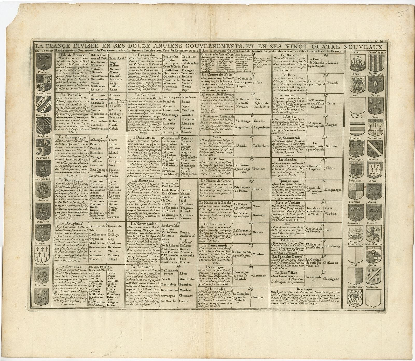 Antique Print Of The Division Of France By Chatelain (1732)