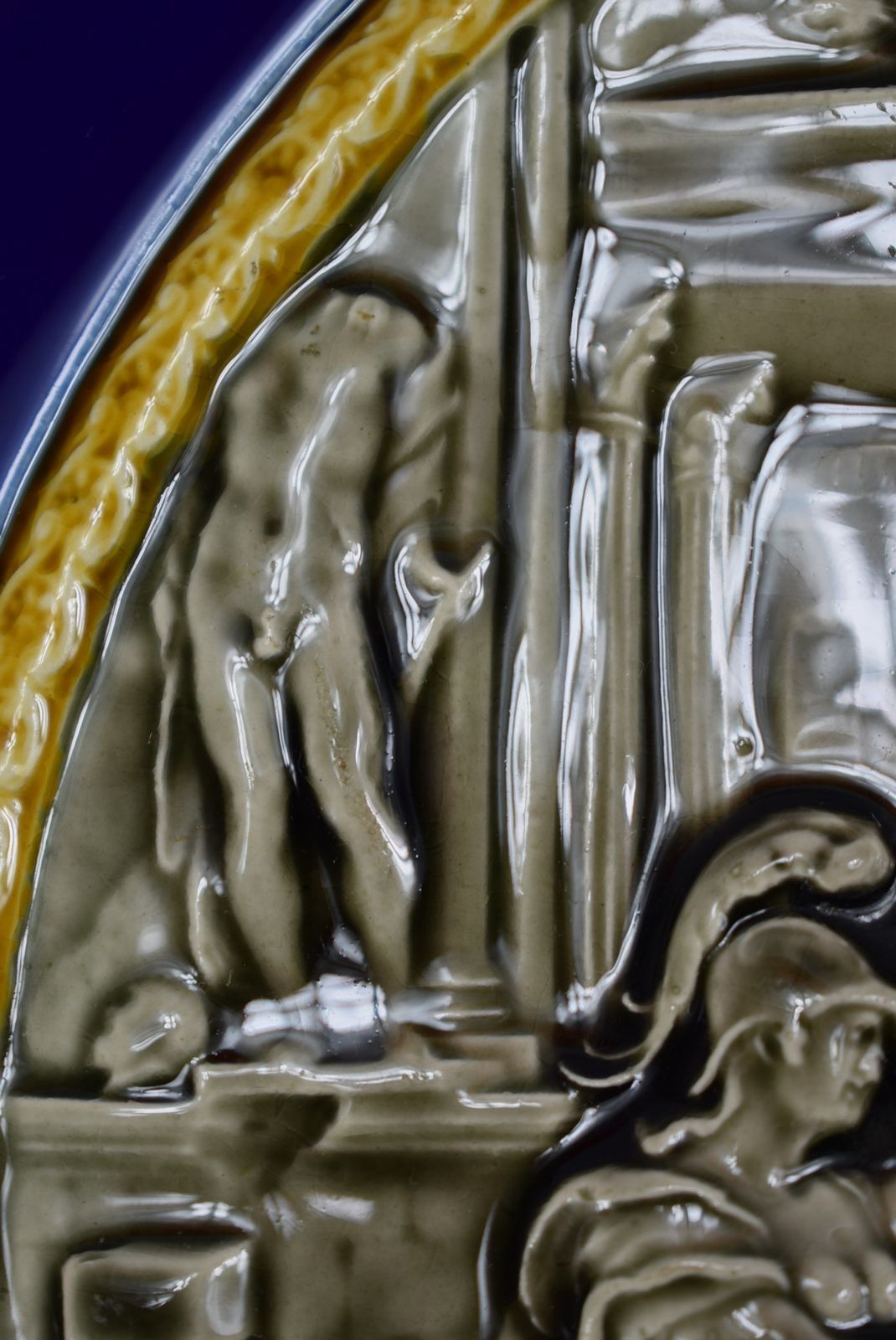 Choisy Le Roi Cobalt Blue Large Wall Plate Of Mythology Venus & Aeneas photo vinterior
