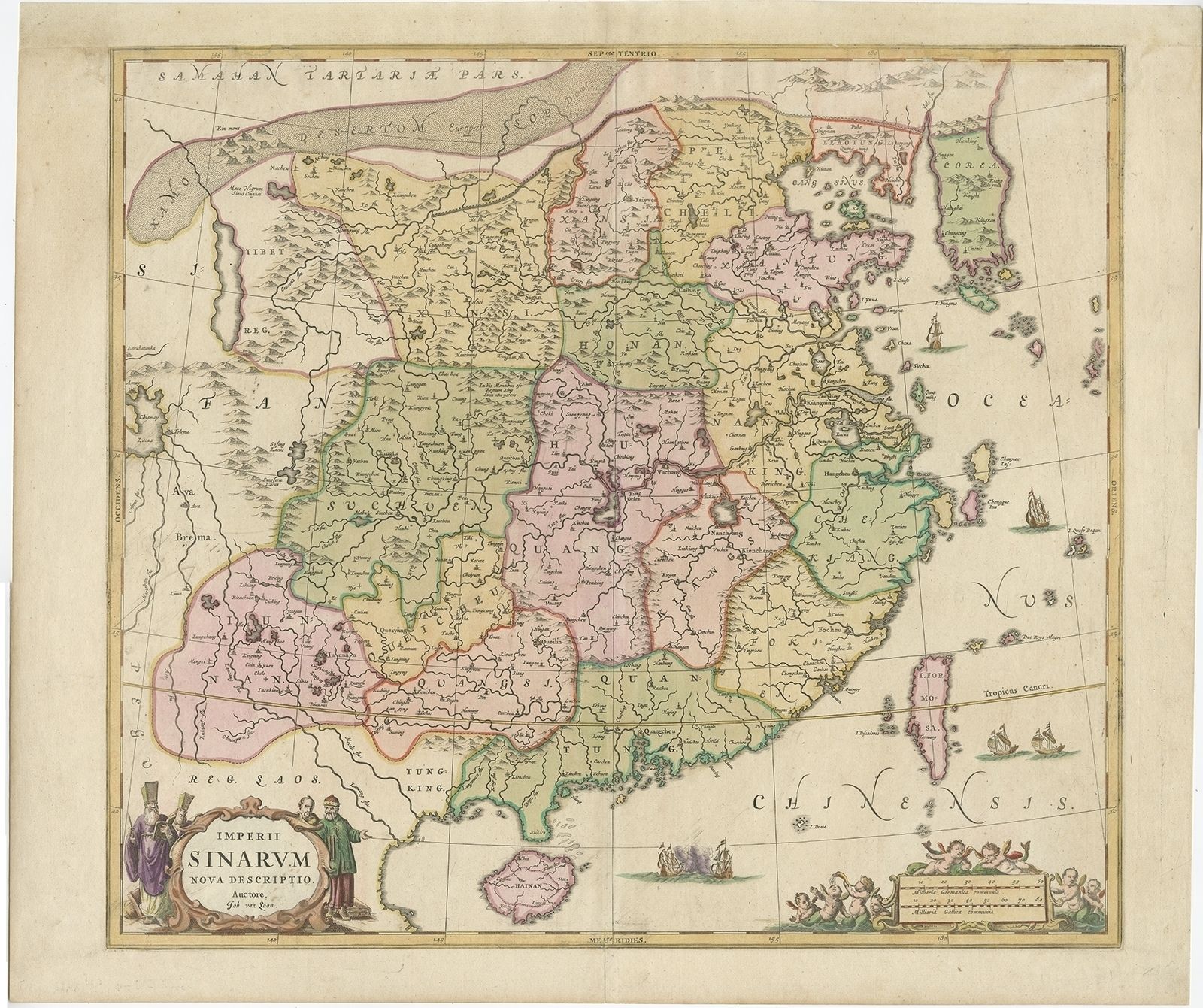 Antique Map Of China And Korea By Janssonius (C.1650)
