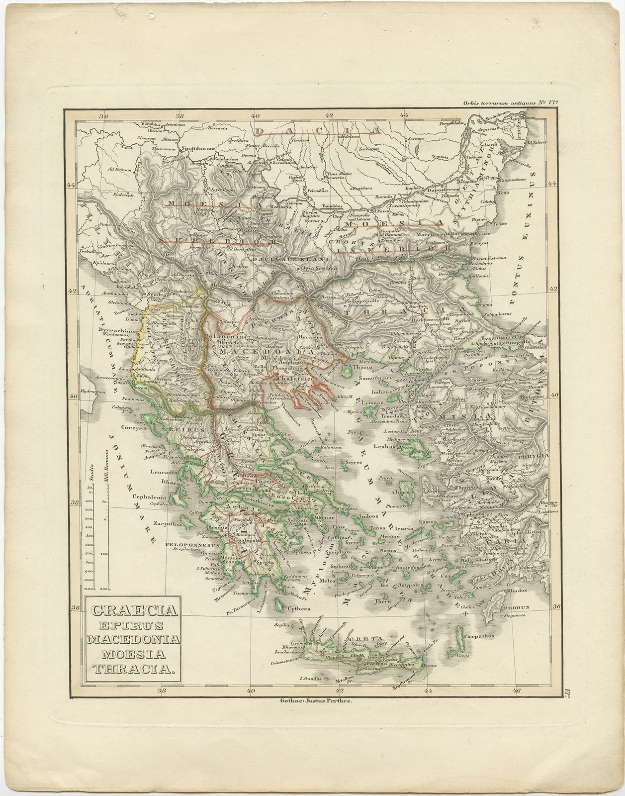 Antique Map Of Greece And Macedonia By Perthes (1848)