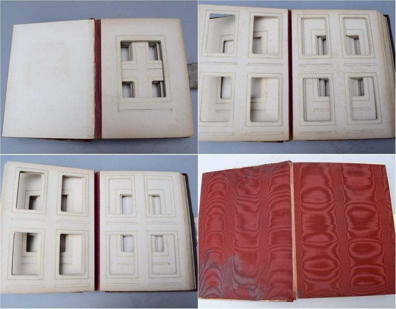 French Antique Black Forest Hand Carved Cover Photograph Album Hound Dog photo 540.0