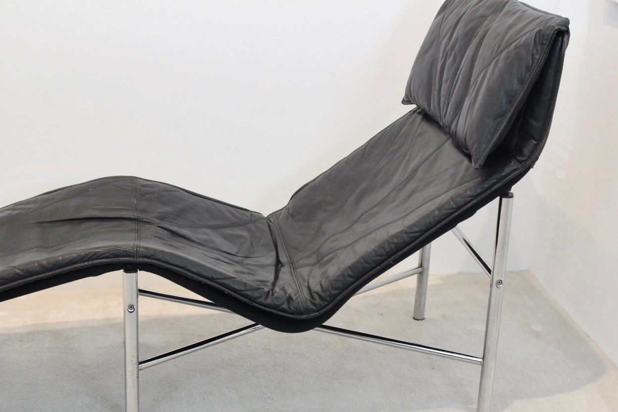 Black Leather Skye Chaise Lounge By Tord Björklund For Ikea, 1970s photo for sale