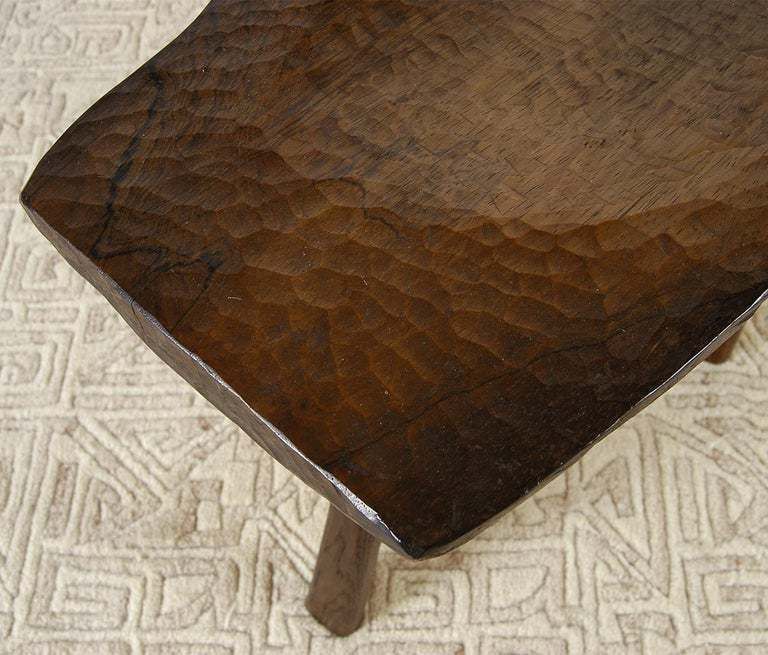 photo furniture 19c Folk Art Primitive Country Swedish Adze Carved Rosewood Tripod Table Bowl