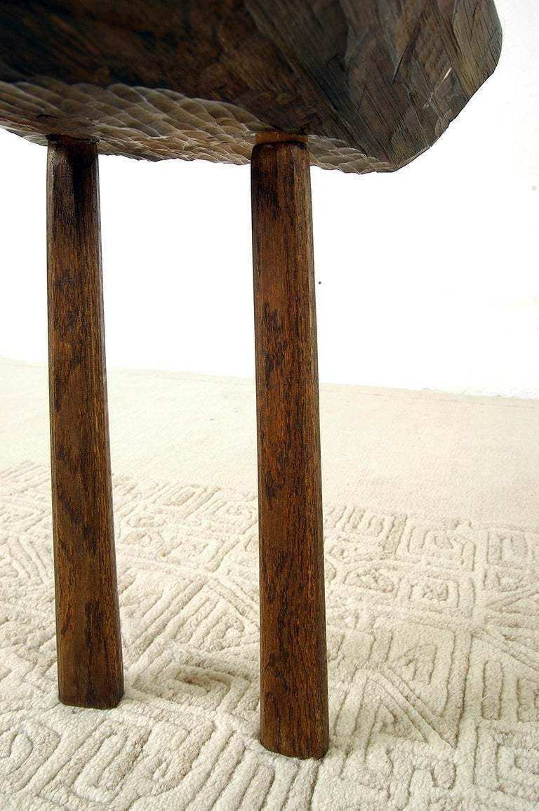 photo buy 19c Folk Art Primitive Country Swedish Adze Carved Rosewood Tripod Table Bowl
