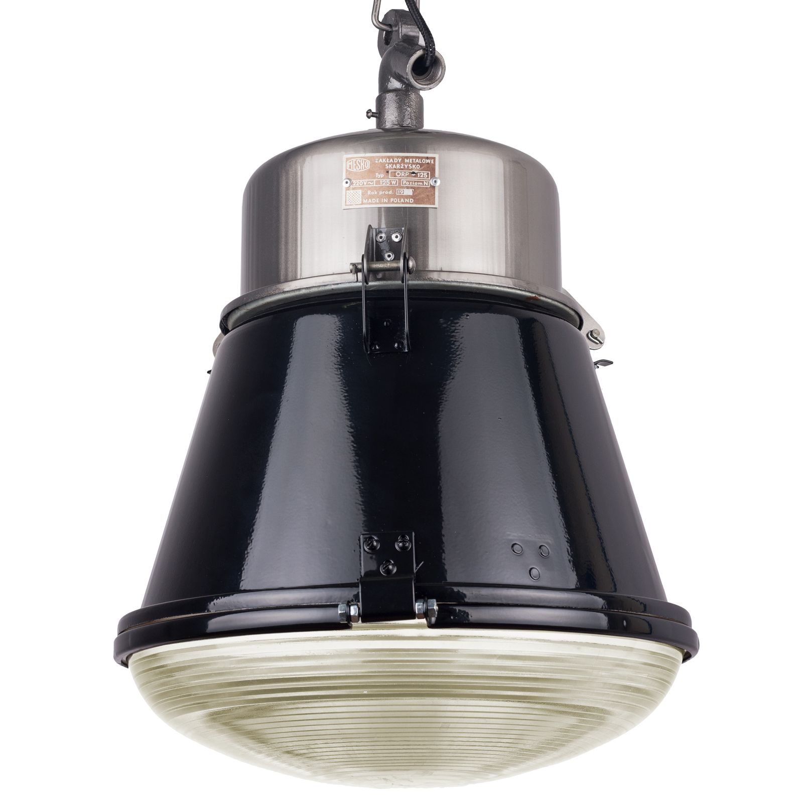 Black  Vintage Polish Industrial Pendant Lamp From Mesko, 1970s, Loft Factory Style