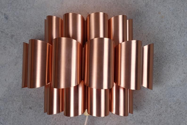Mid Century Danish Copper Wall Lamp By Werner Schou photo furniture