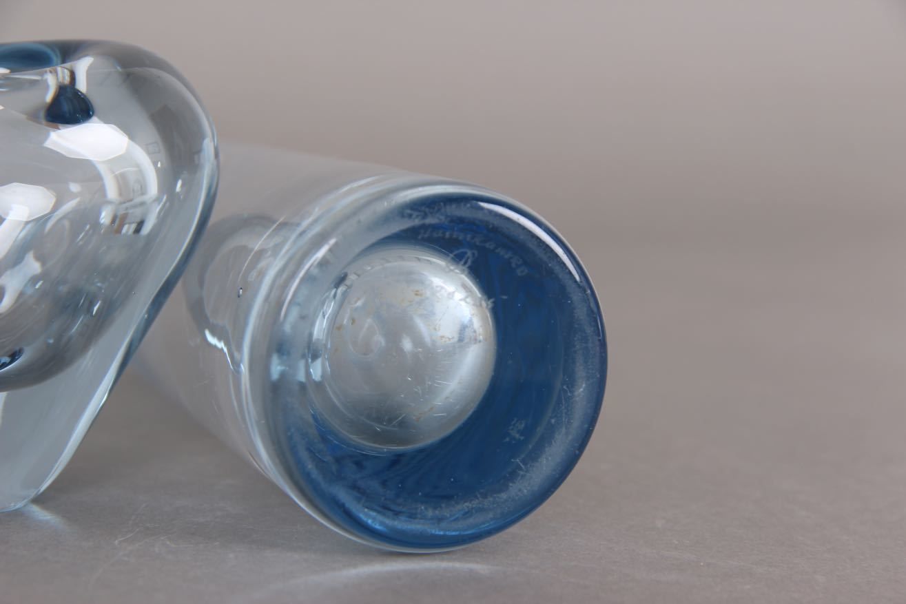 Set Of 2 Holmegaard Vases. Blue By Per Lütken. photo for sale