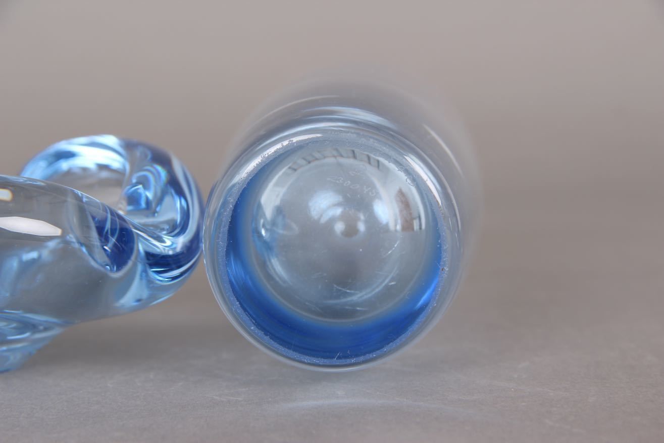 Set Of Vase And Bowl From Holmegaard Denmark   Per Lütken Design. Light Blue Colored Glass. photo for sale