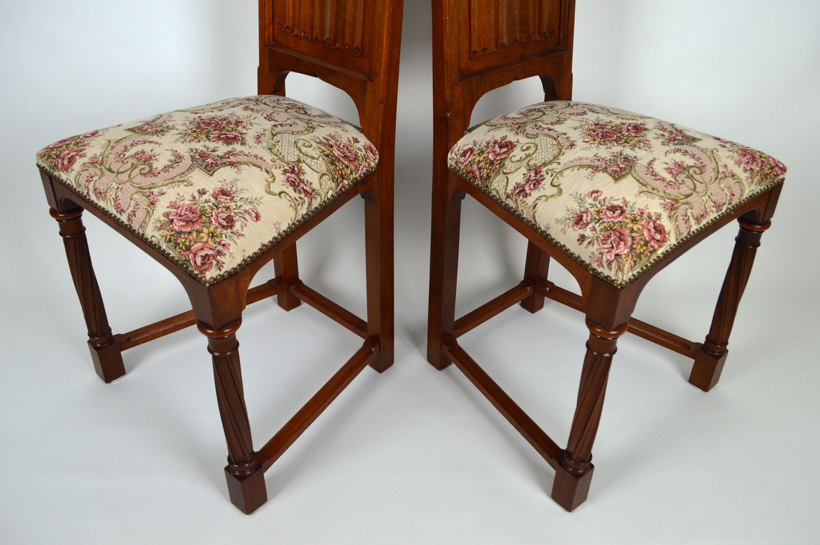 Pair Of Gothic Revival Chairs In Carved Walnut, France, Circa 1890 photo for sale