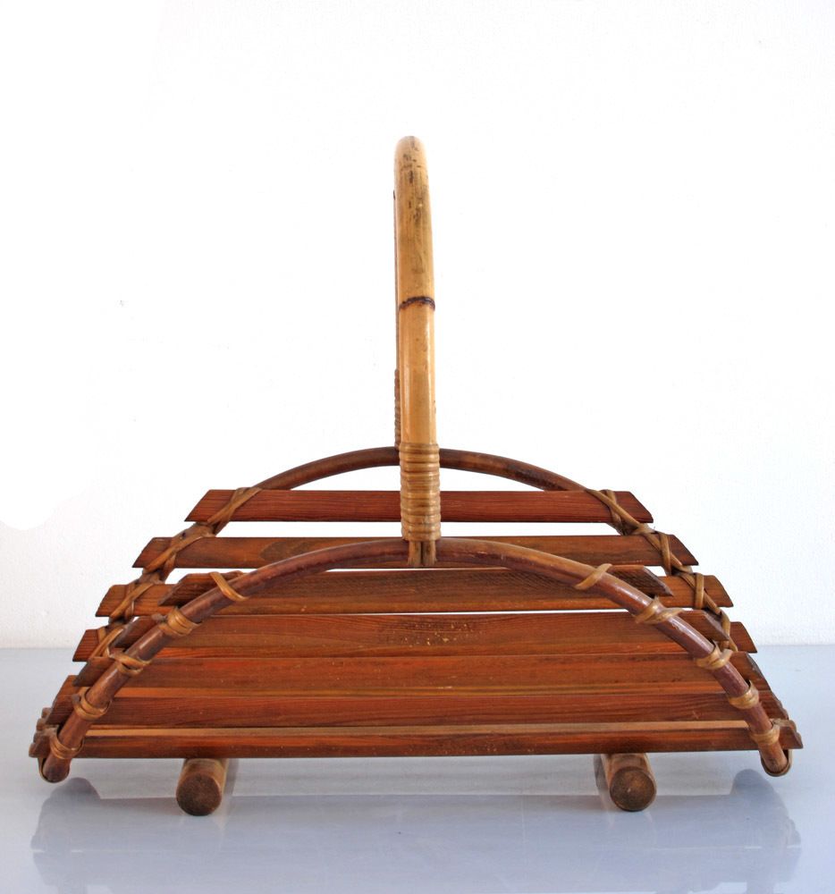 Fifties Vintage Bamboo Magazine Rack photo for sale