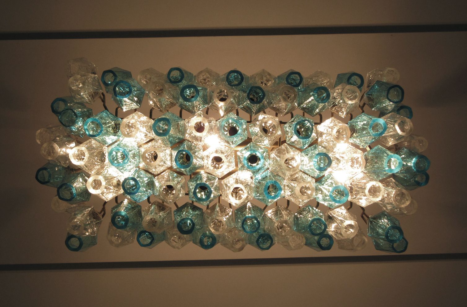 Elegant Murano Poliedri Chandelier   Carlo Scarpa   84 Glasses Trasparent And Blue photo furniture