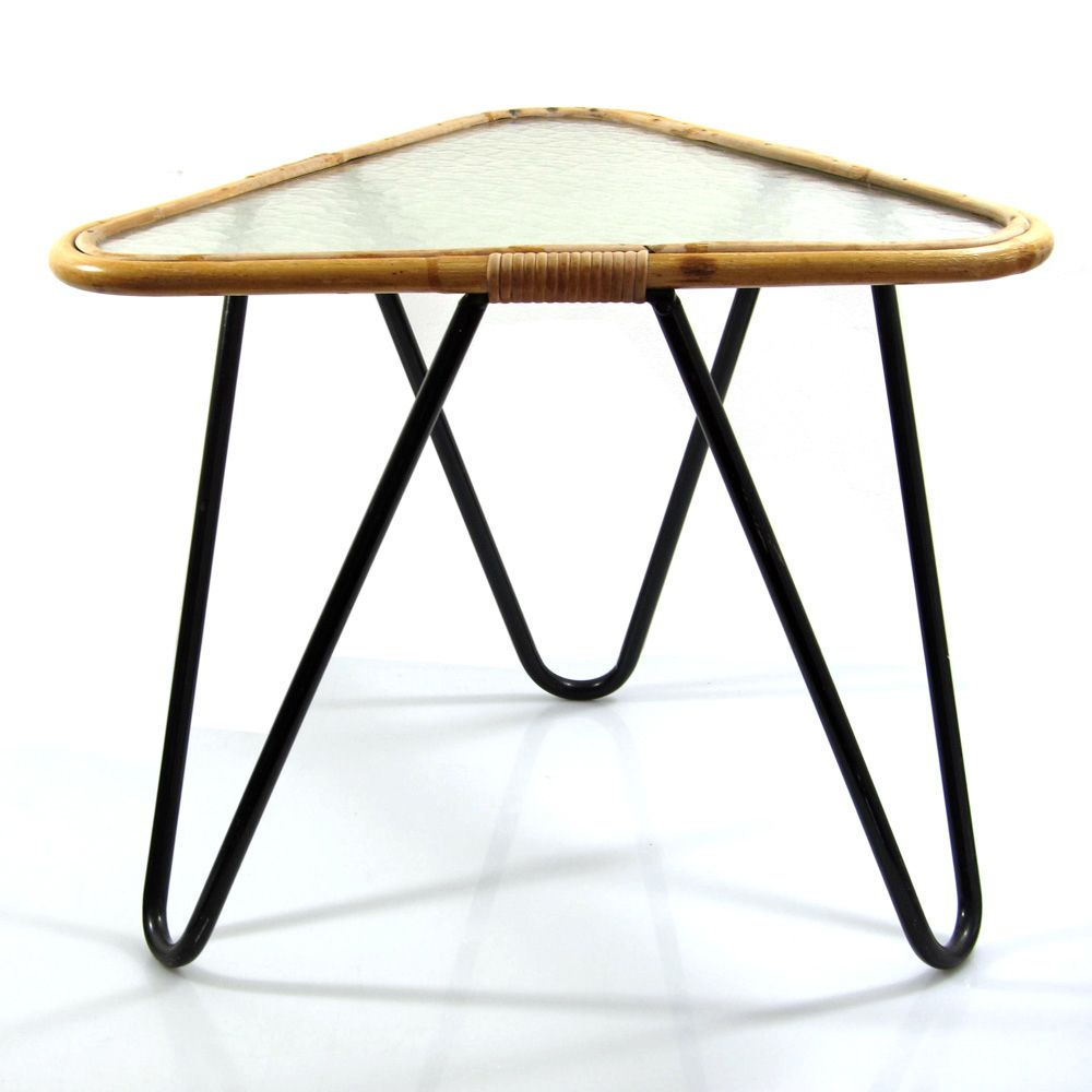 Dirk Van Sliedrecht Vintage 50s Design Driehoekige Glazen Tafel