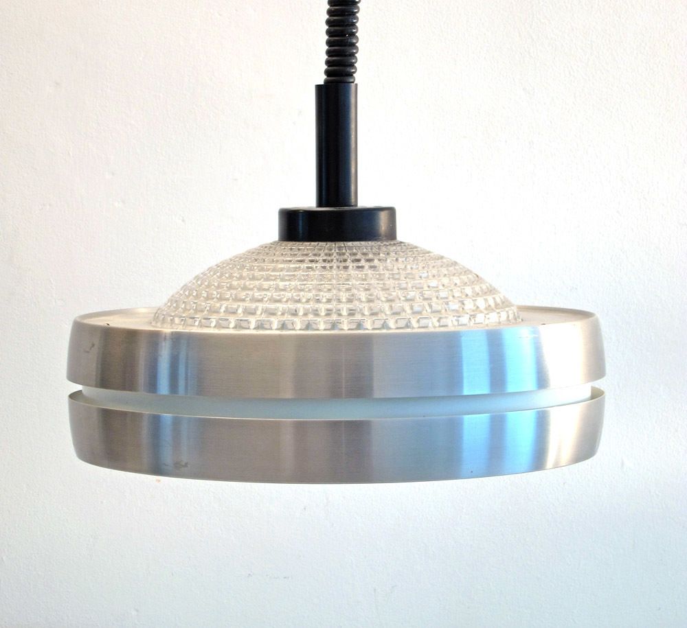 Vintage Raak Aluminium And Glass Sixties Pendant