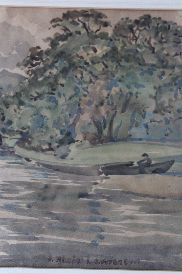 Dorothy Alicia Lawrenson A River Landscape Watercolour photo for sale