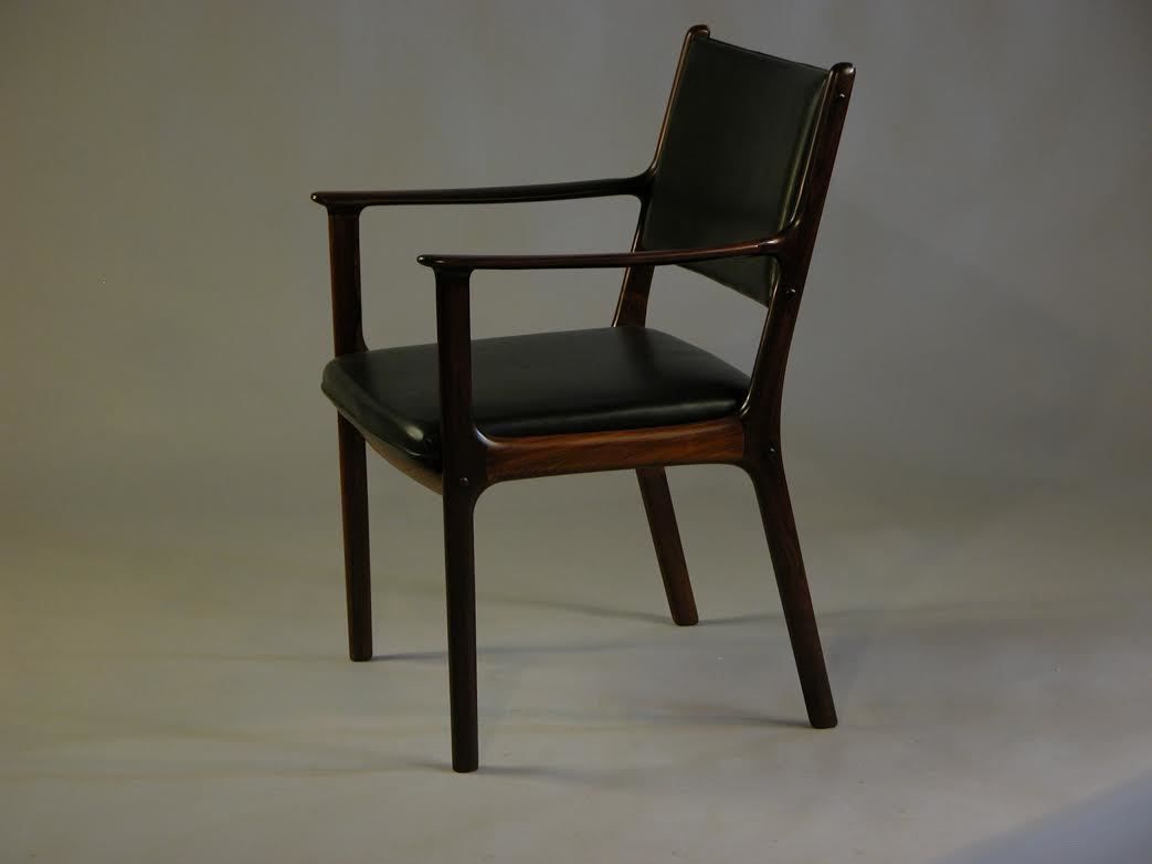 1950s Ole Wanscher Pj 412 Armchair In Mahogany And Black Leather   P. Jeppesens Møbelfabrik  photo furniture