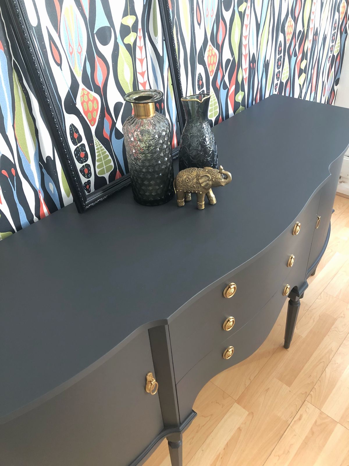 Painted Dark Grey Vintage Wooden Sideboard By Strongbow photo 1095.0