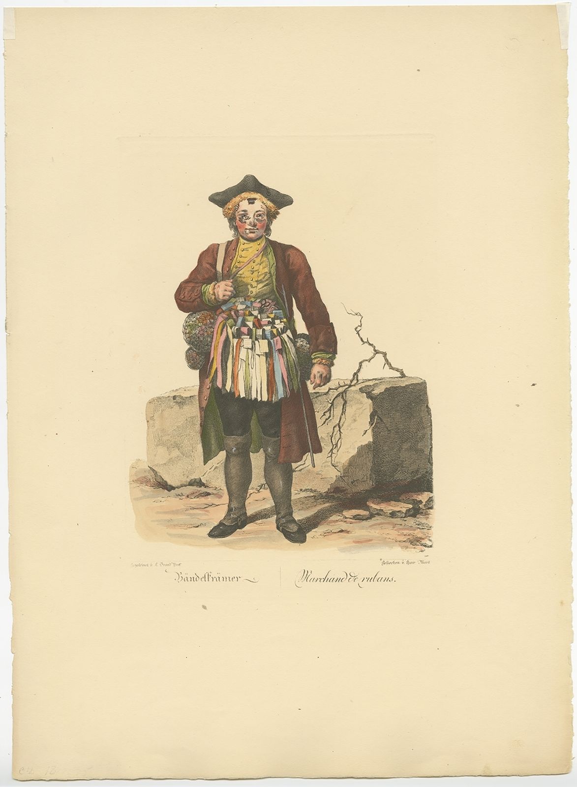 Antique Print Of A Ribbon Merchant By Brand (1775)