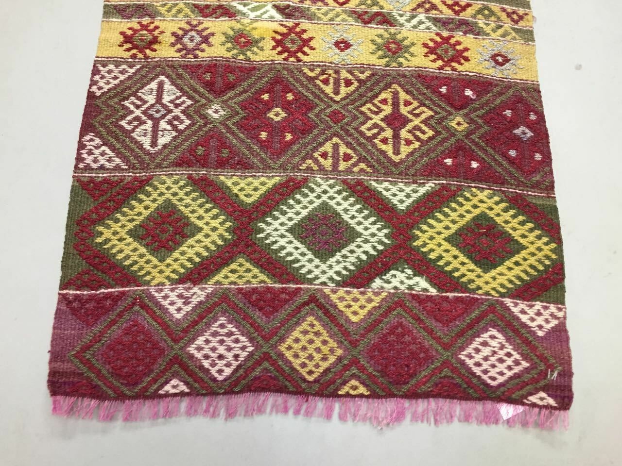 Old Turkish Narrow Kilim Runner 210x58cm, Shabby Chic, Vintage Decor Kelim Rug photo Textiles