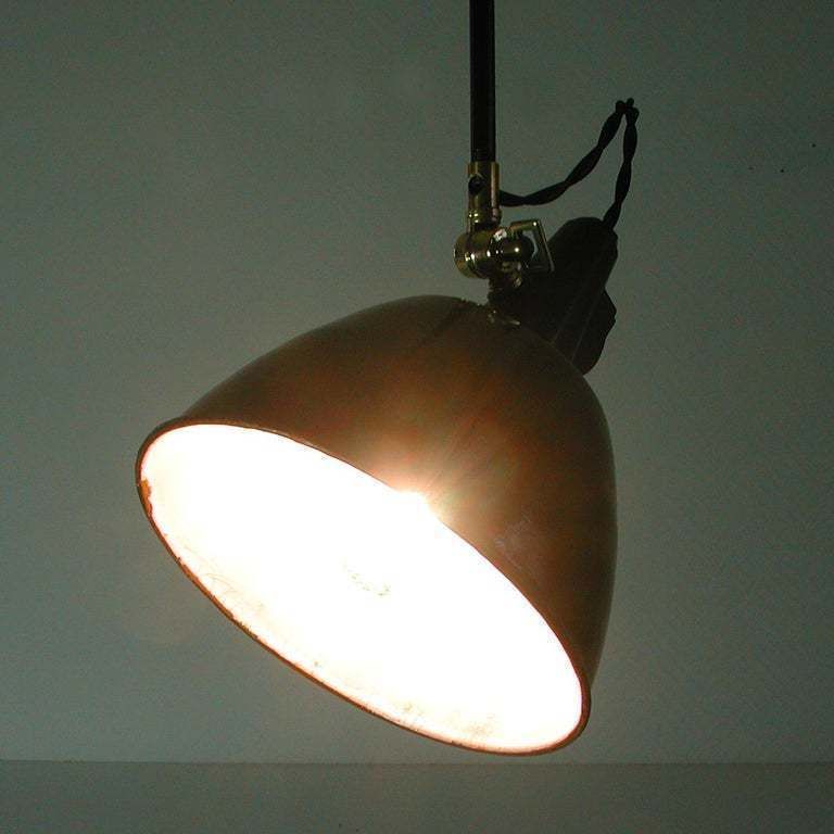photo for sale Vintage Swiss Industrial Bauhaus Enamel And Brass Pendant By Belmag, 1930s