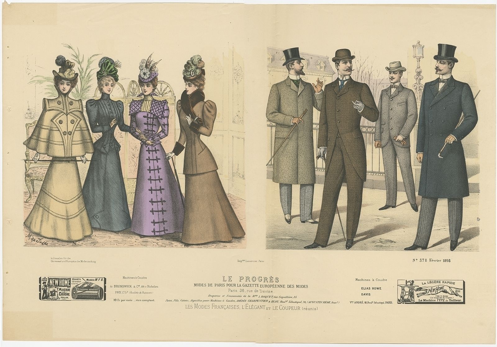 No. 578 Antique Fashion Print February (1898)