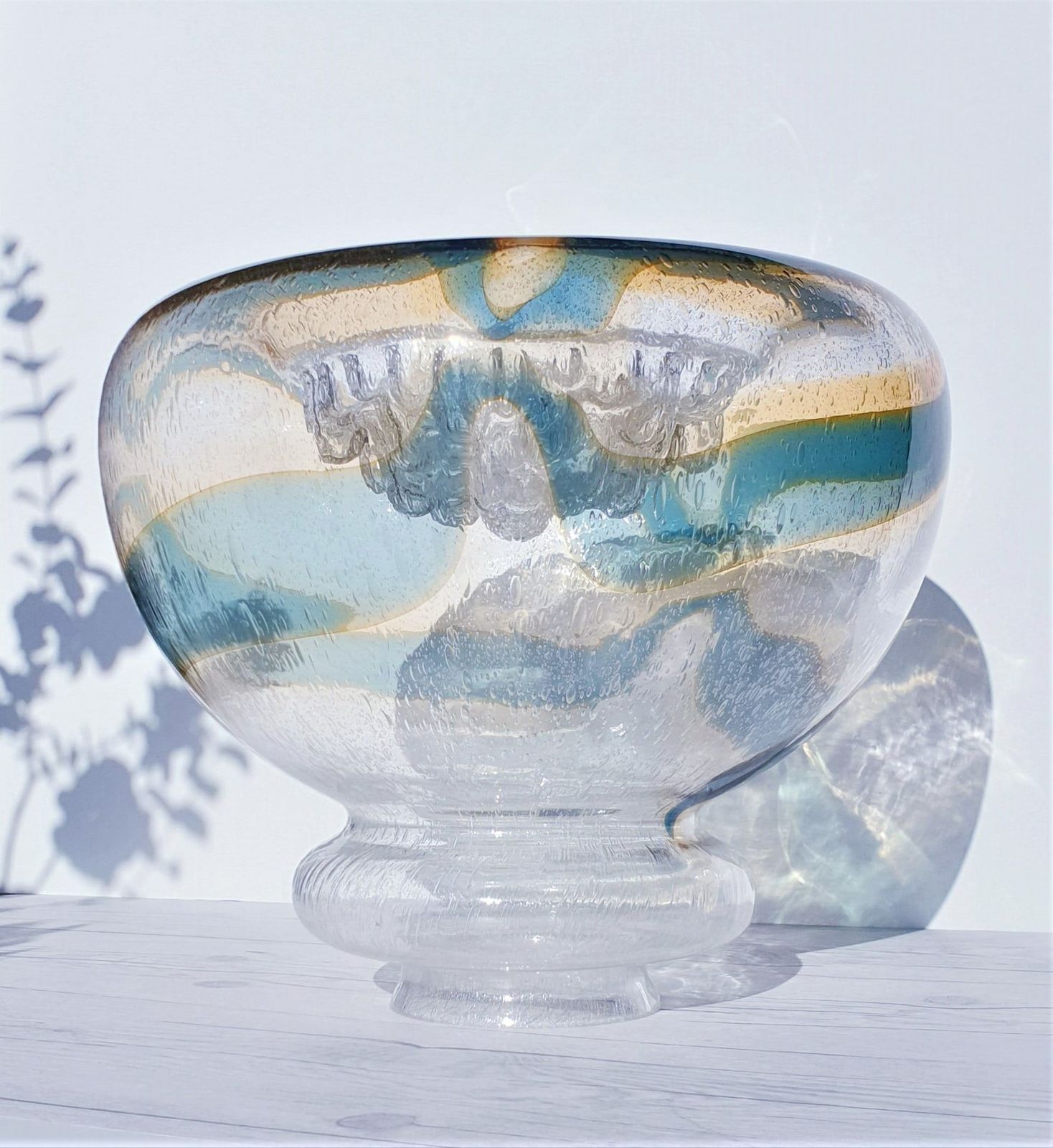 Murano Mazzega Mid Century Pulegoso Glass, Sculptural Layered Pendant Ceiling Light | 1960s   70s photo vinterior