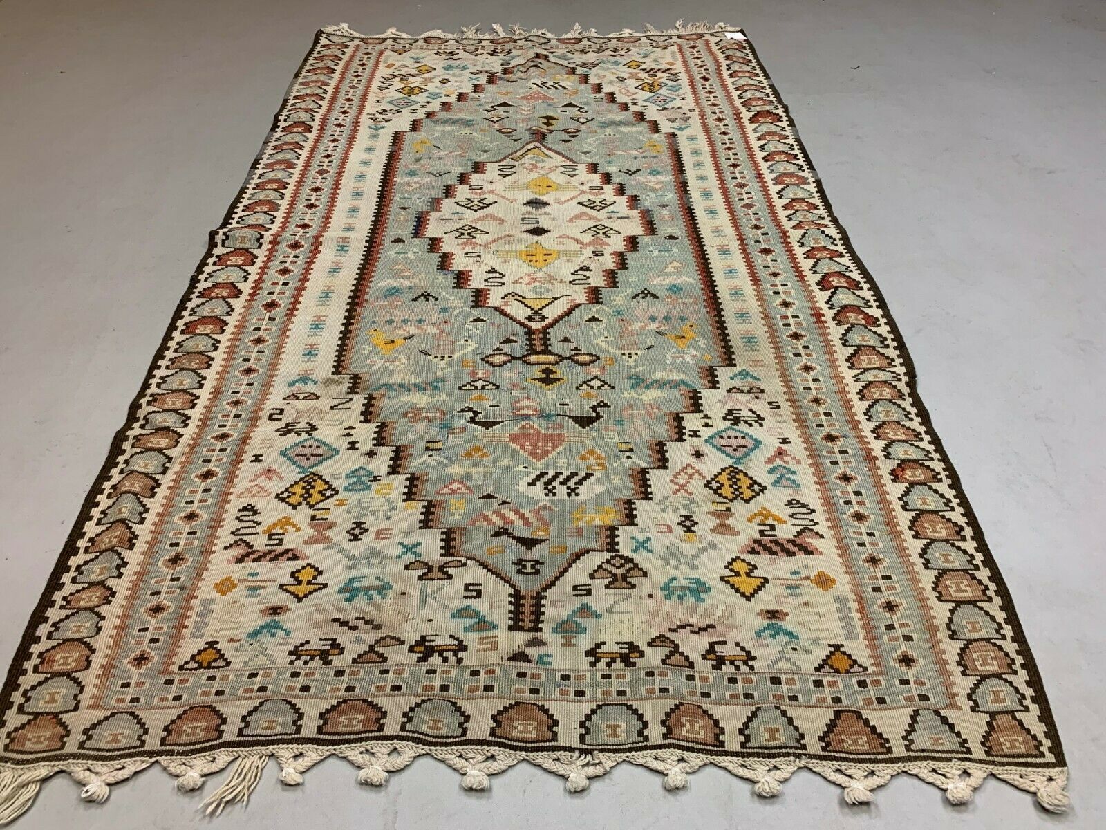 Vintage Turkish Kilim Shabby, Country Home, Boho Old Kelim Rug  205x120cm Medium photo Textiles