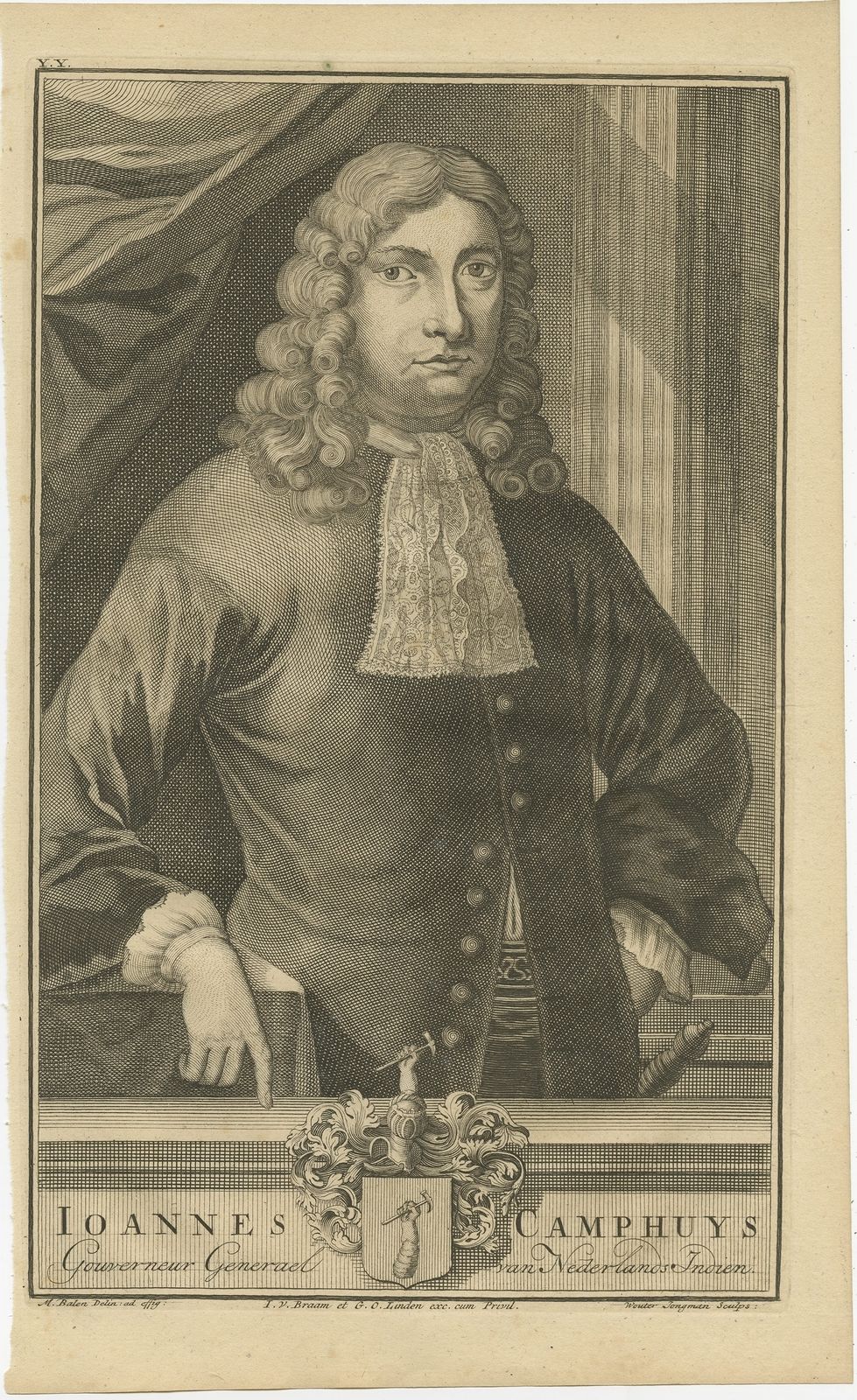 Antique Portrait Of Johannes Camphuys By Valentijn (1726)