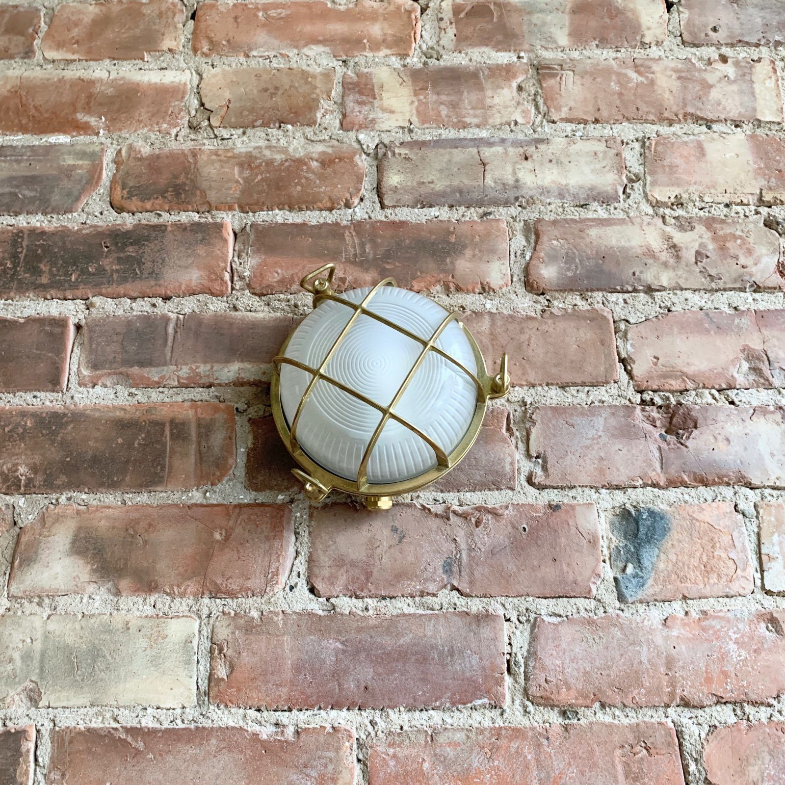 Contemporary Polished Brass Round Bulk Head Wall Light photo furniture
