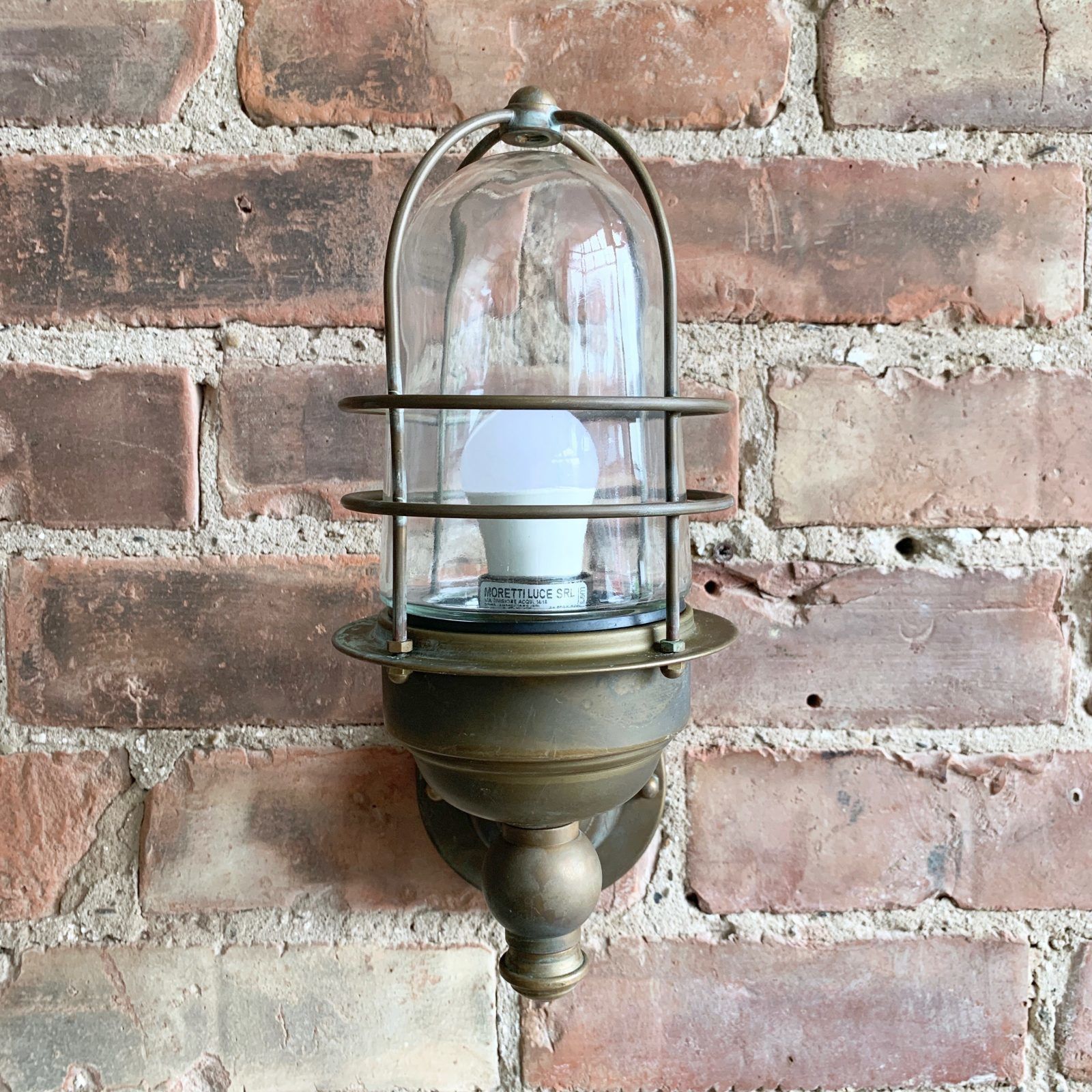Contemporary Aged Brass Torch Bulk Head Wall Light photo buy