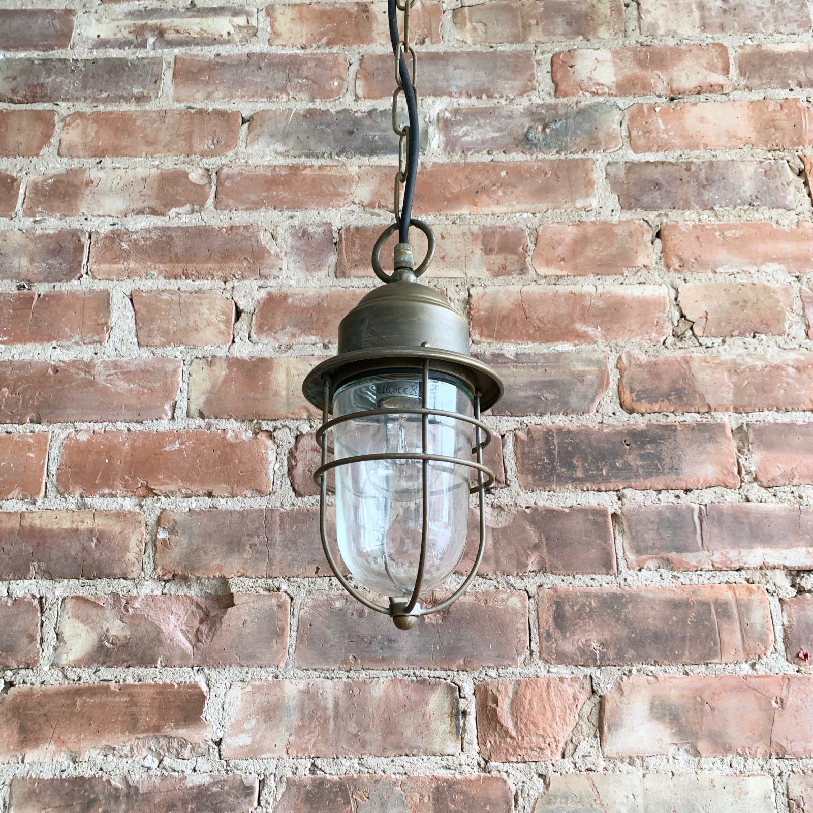 Contemporary Aged Brass Bulk Head Pendant photo furniture