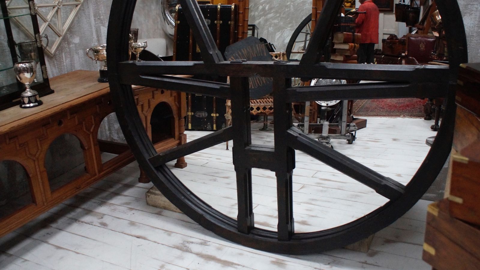 19th Century Large Gothic Bell Wheel Mirror photo Home Decor