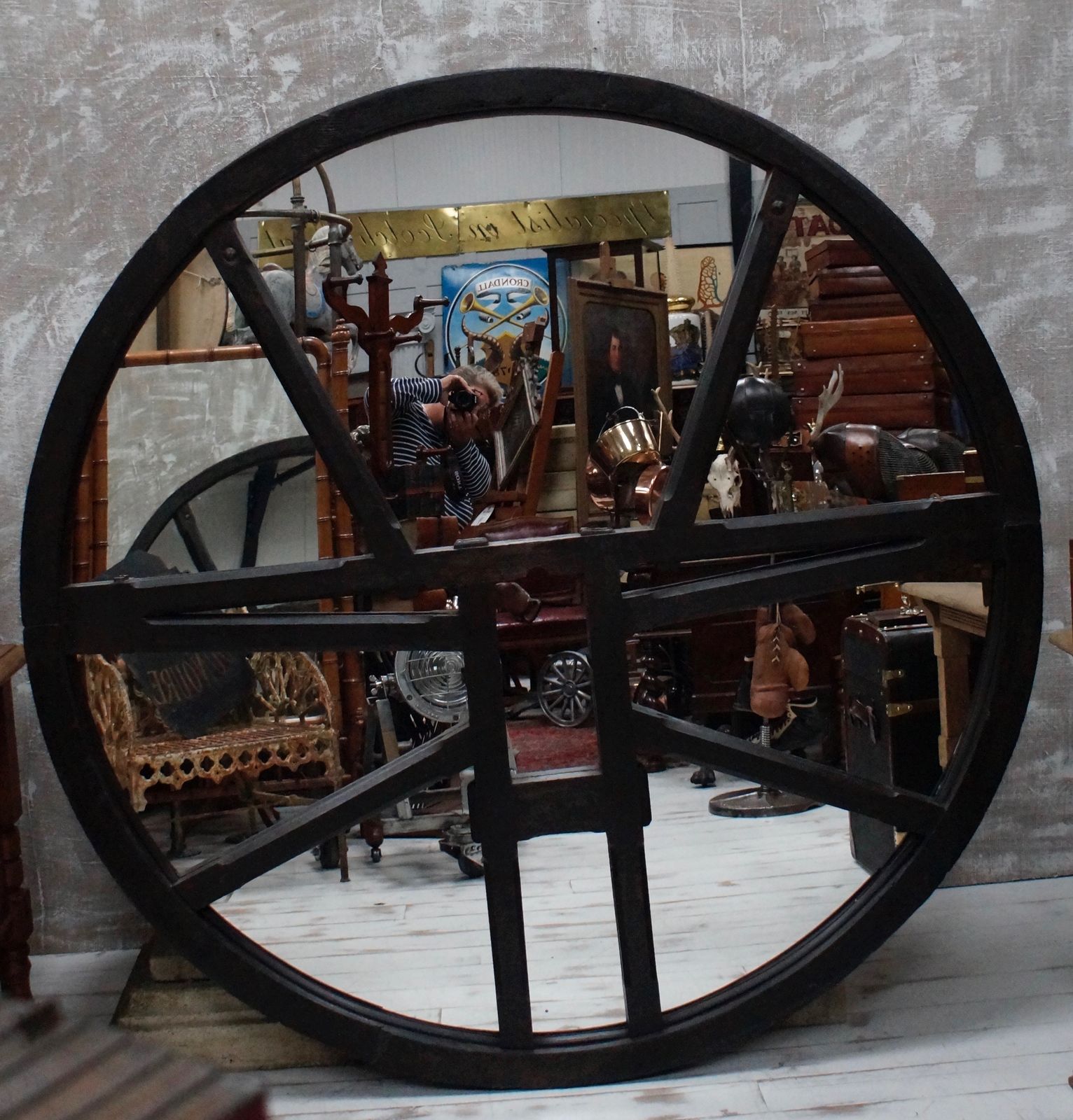 19th Century Large Gothic Bell Wheel Mirror photo 2000.0