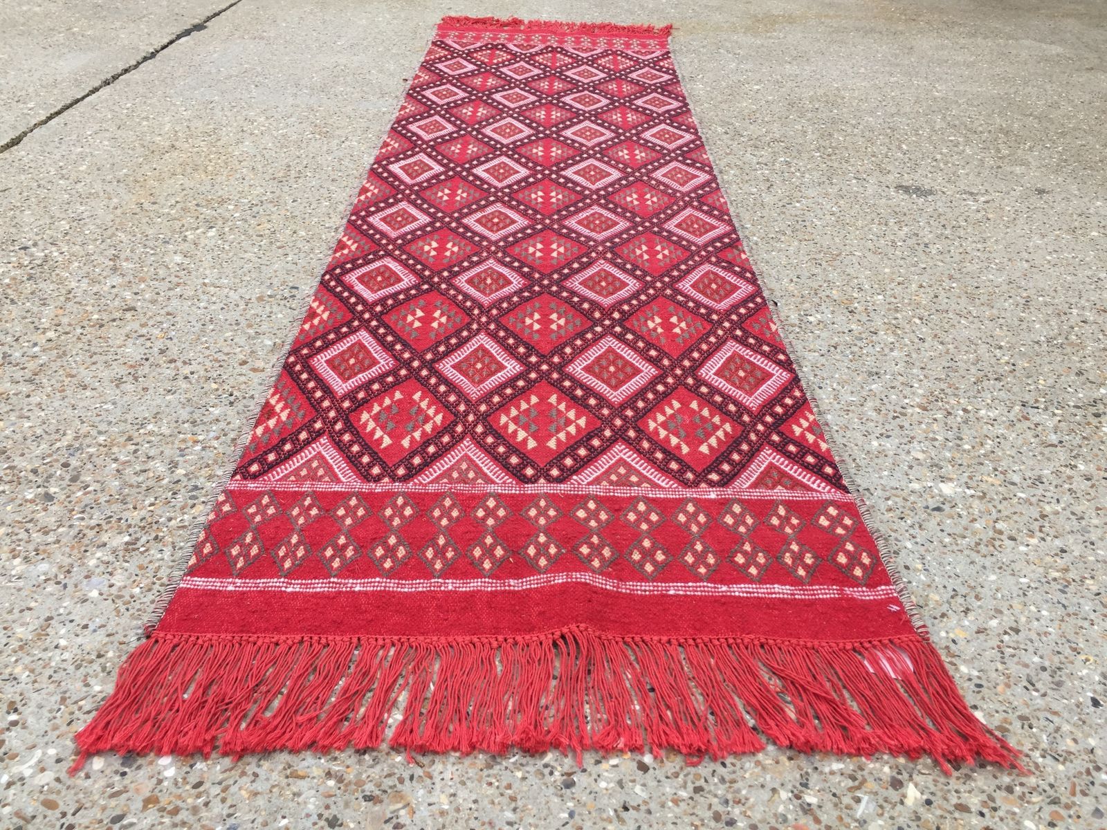 Narrow Kilim Runner Old Tunisian 271x71cm Chic Vintage Country Home Decor Kelim photo Textiles
