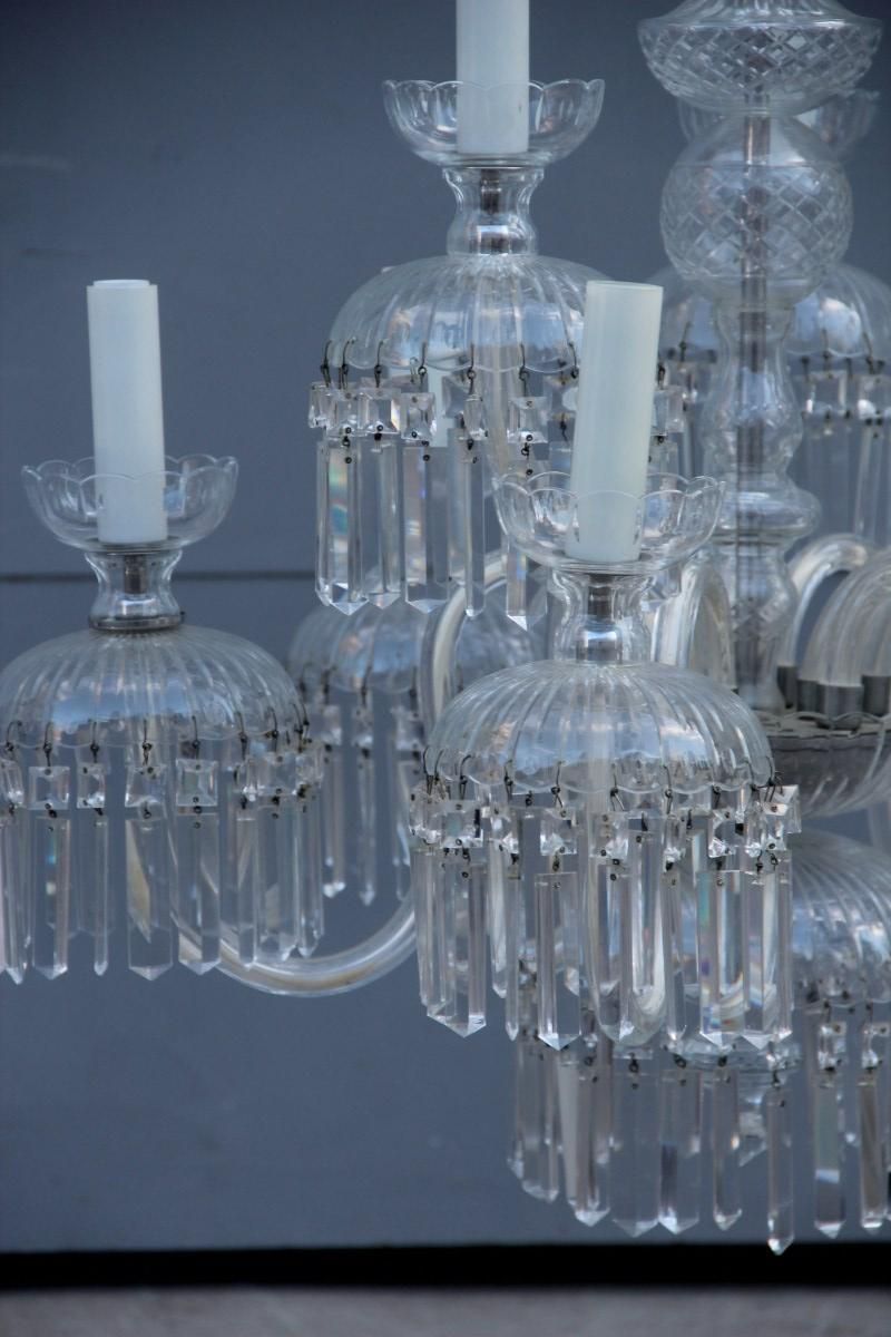 Round Great Classic Chandelier Trasparent Crystal Bohemian Art, 1950s photo for sale