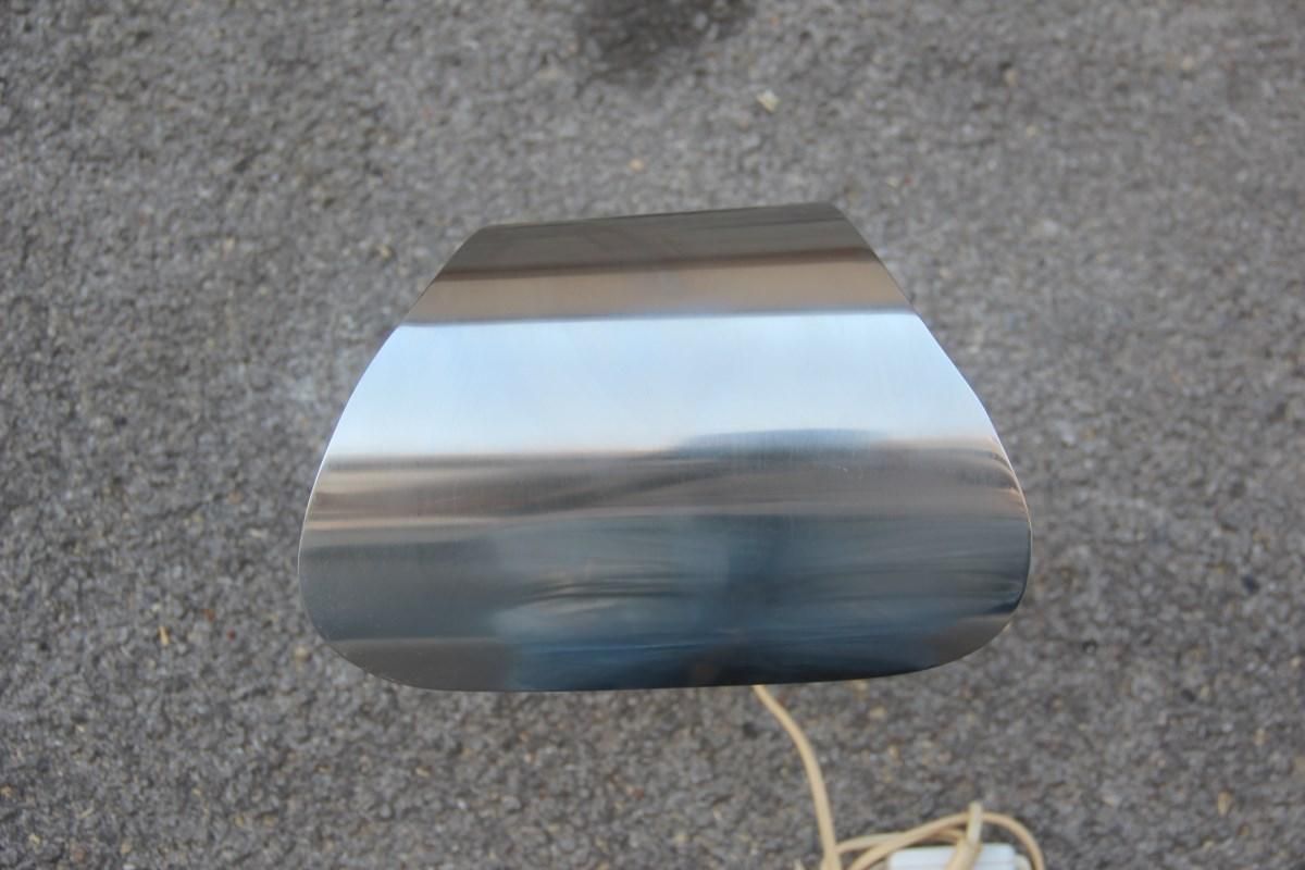 Italian Table Lamp Steel Curved Silver, 1970s photo buy