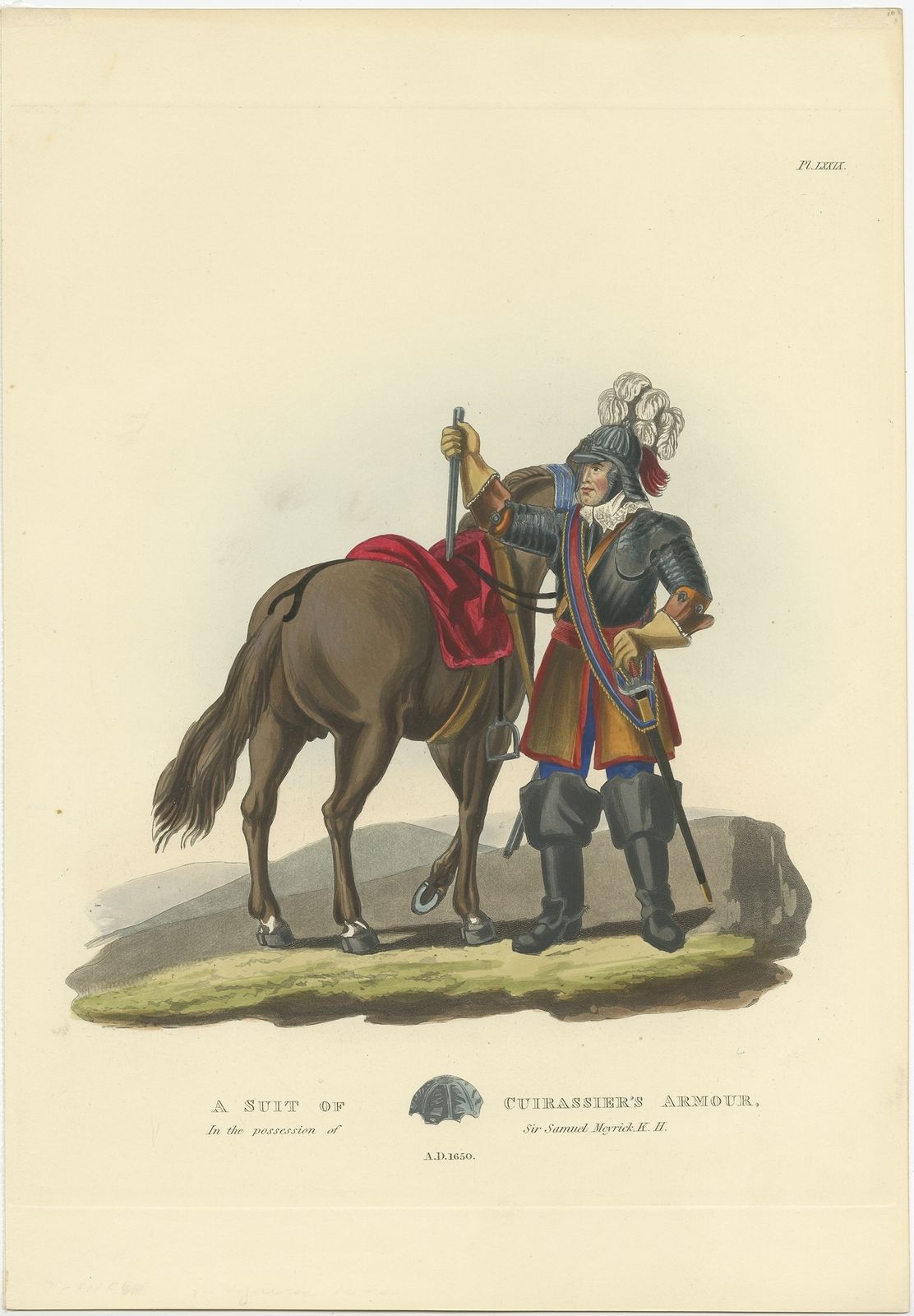 Antique Print Of Cuirassier's Armour By Meyrick (1842)