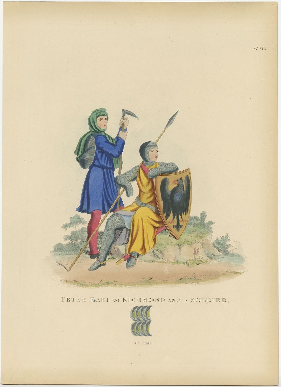 Antique Print Of The Earl Of Richmond By Meyrick (1842)