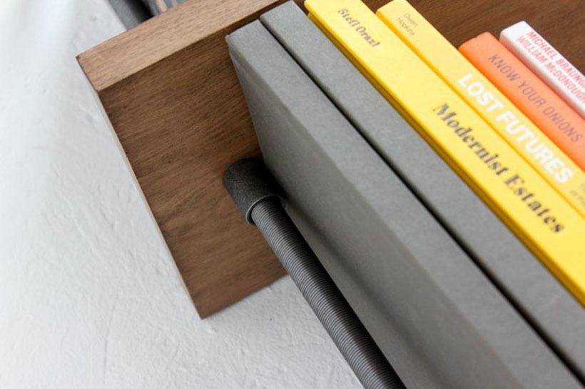 Barnaby Bespoke Adjustable Solid Beech Shelves With Slim Threaded Steel Pipe And Contemporary Collar Supports photo furniture