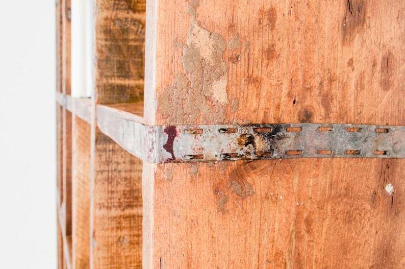 Bazany Reclaimed Chestnut Stained Scaffolding Board 20 Aperture Display Cube Fixture   Urban Storage, Bespoke Industrial Shelving photo 1795.0