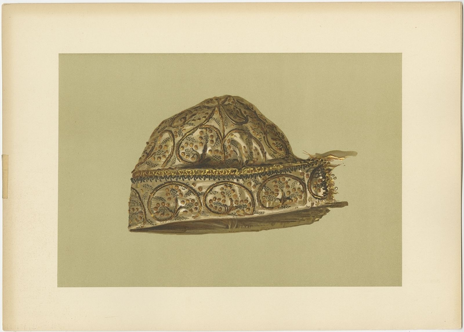 Antique Print Of A Cap Worked By Queen Mary Stuart By Gibb (1890)