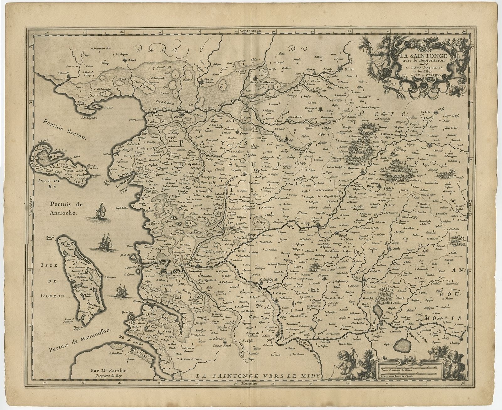 Antique Map Of The Region Of Saintonge By Janssonius (1657)