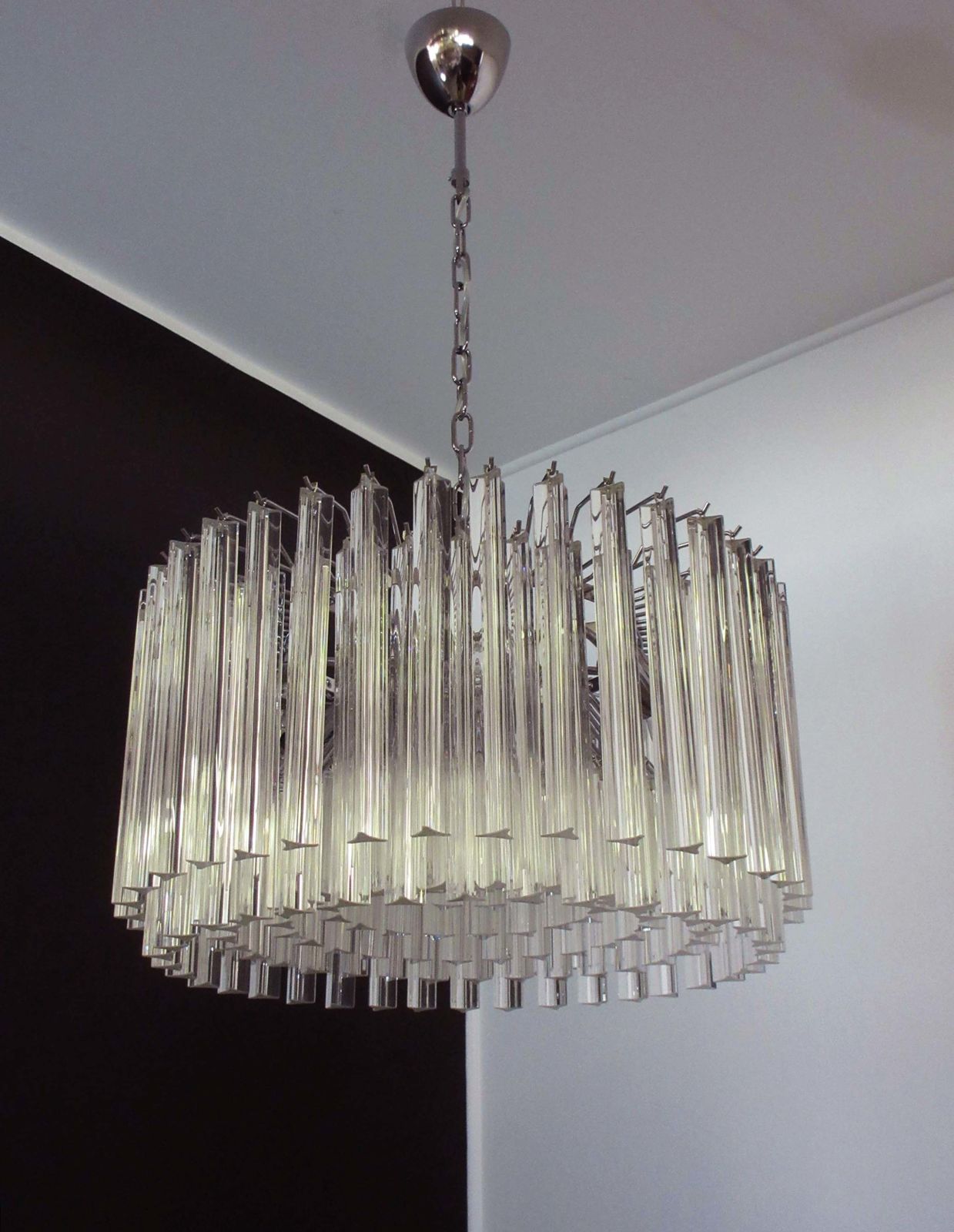 Large Triedri Murano Glass Chandelier   163 Triedri Trasparent Prism photo Lighting
