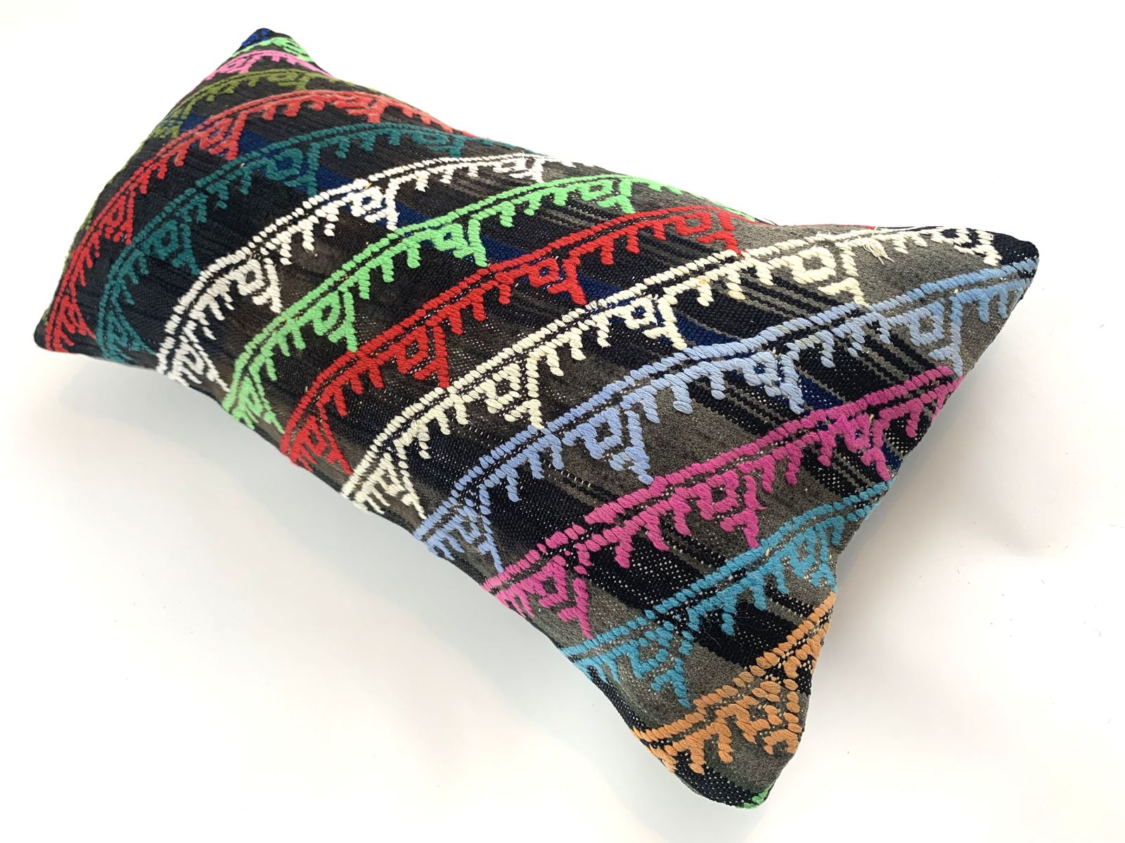 Handgemaakte Kilim Kussenhoes, 60x30 Cm, Vintage Boho, Decoratief, Turks Kilim photo for sale
