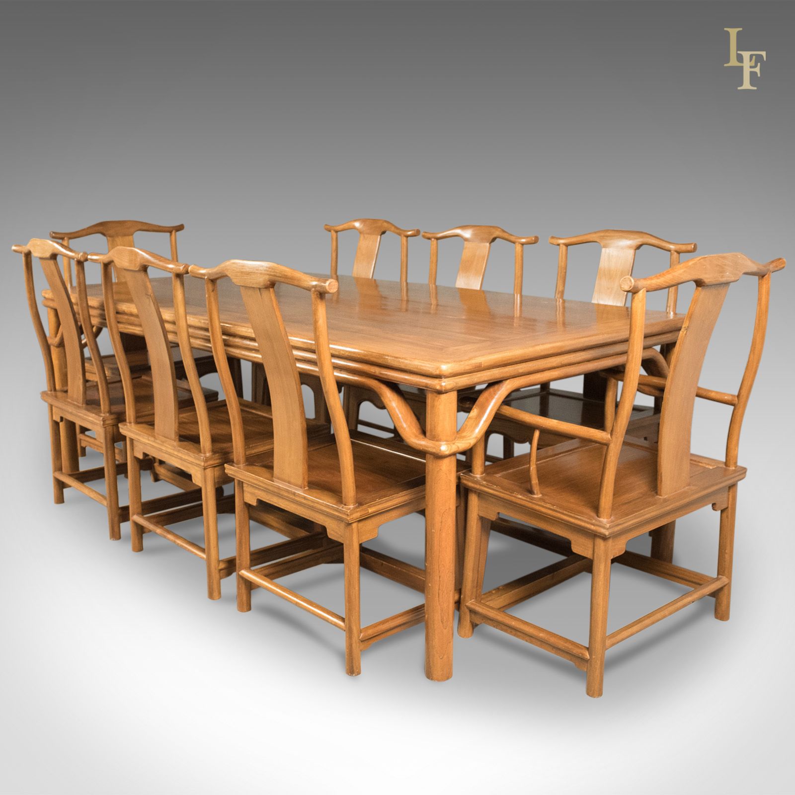 Mid Century Chinese Table & 8 Chairs In Traditional Taste photo vintage