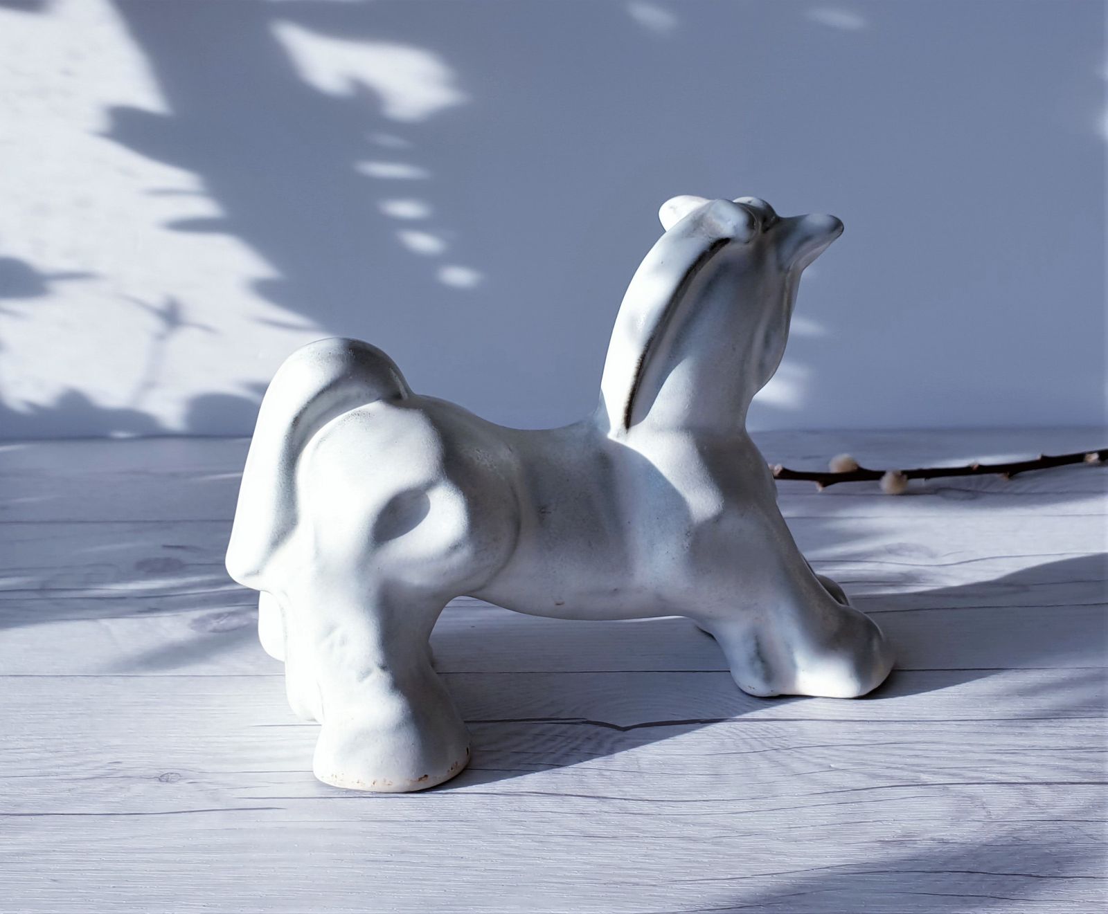 Gefle Ceramics By Maggie Wibom Art Deco White Glaze Stoneware Horse Figurine   1933 1934, Swedish photo furniture
