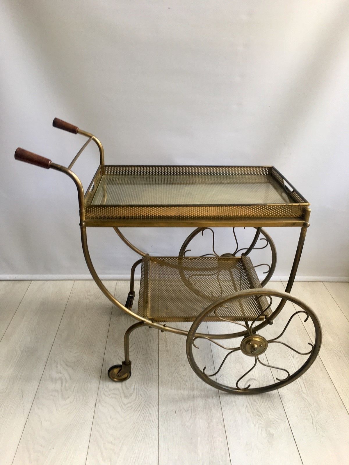 Midcentury Brass Bar Cart By Josef Frank photo for sale