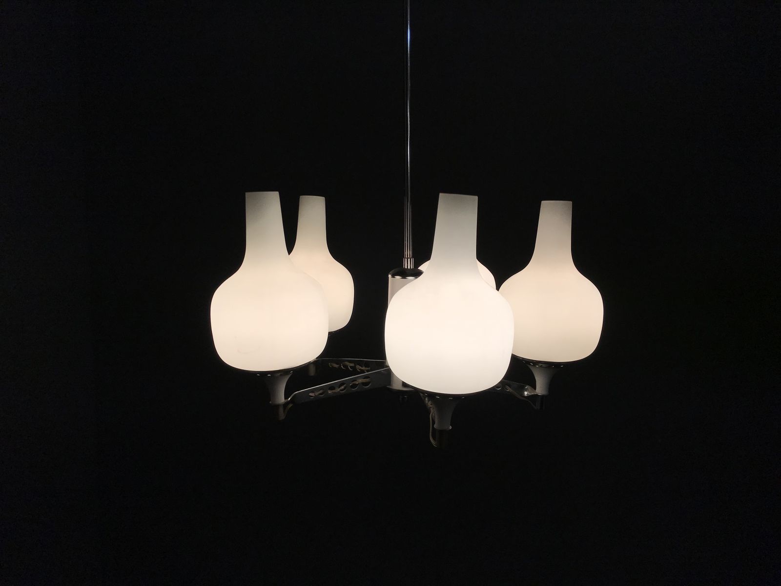 Stilnovo Opaline Glass Chandelier 5 Lights photo Lighting
